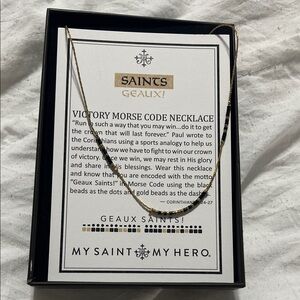 My Saint My Hero Gold Morse Code Necklace